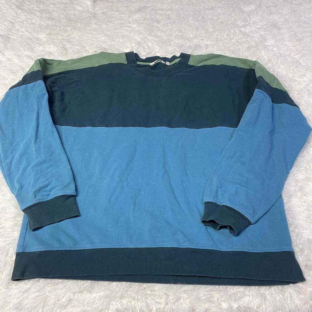 Cotopaxi Bandera Sweatshirt Mens Large Blue Green Color Block Crew Neck Pullover
